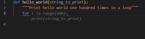 Hello World From With Loop Docstring