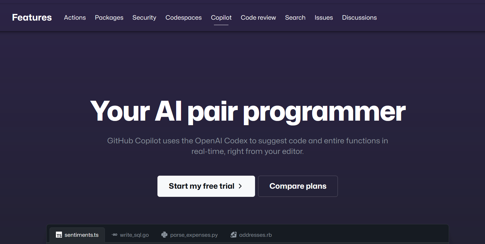 Start A Free Trial of GitHub Copilot